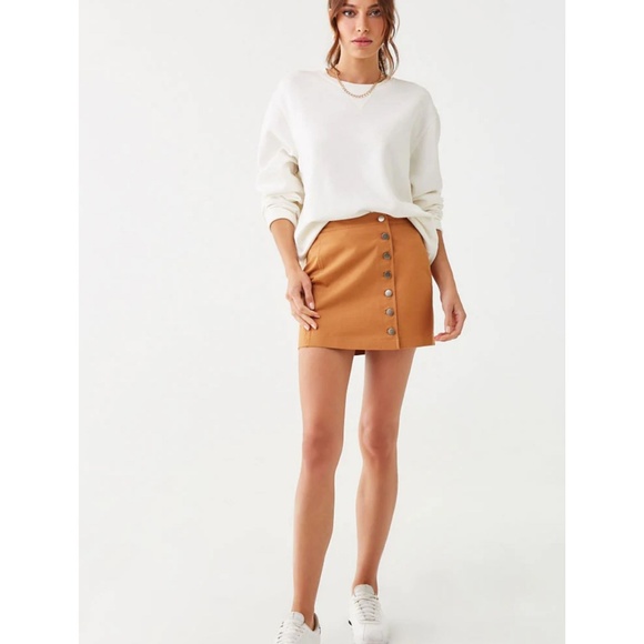 Tan/Light Pink Suede Mini Skirt - Picture 4 of 5